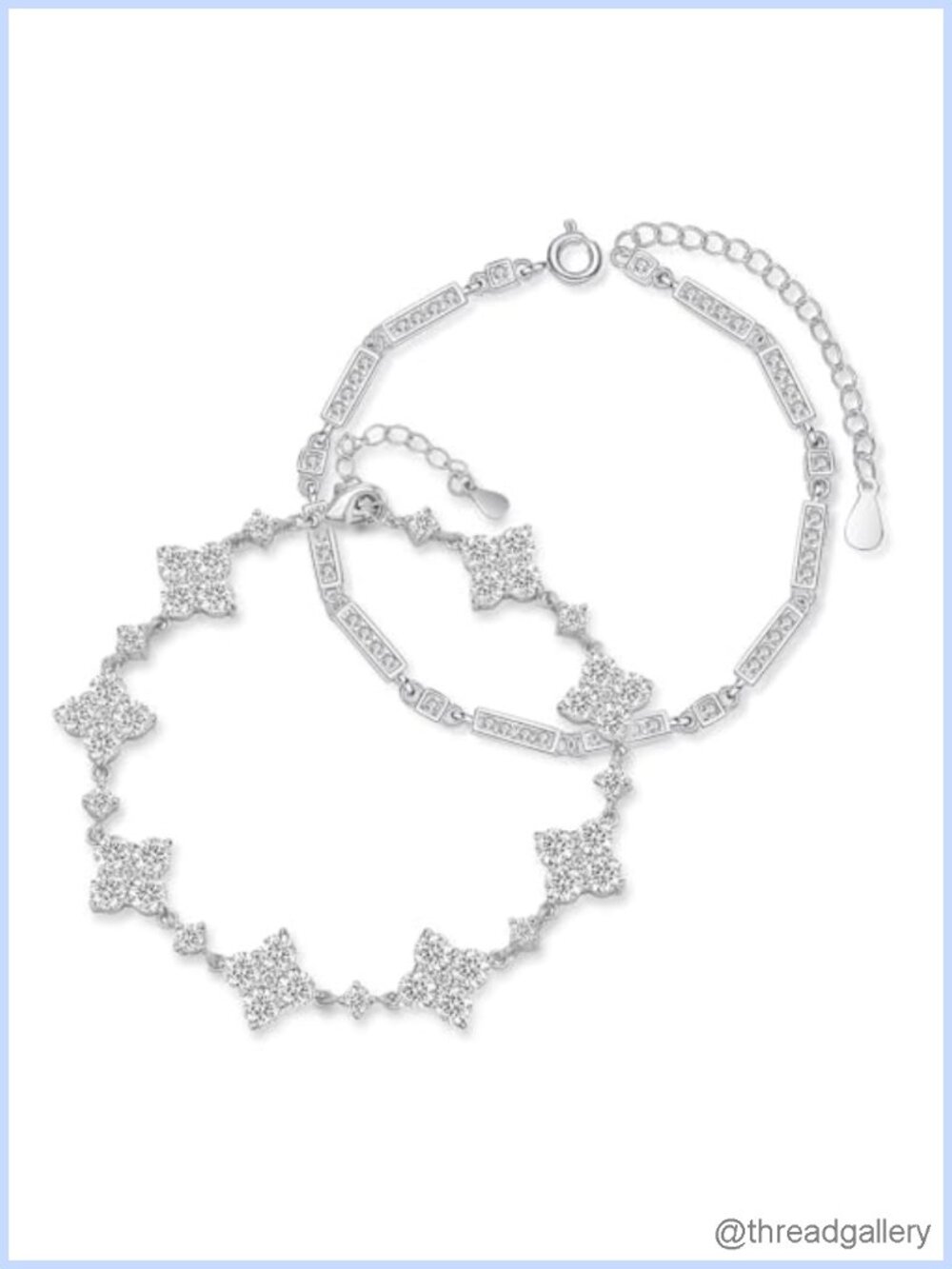 14K Gold Plated Lucky Flower Tennis Bracelet Women Stackable CZ